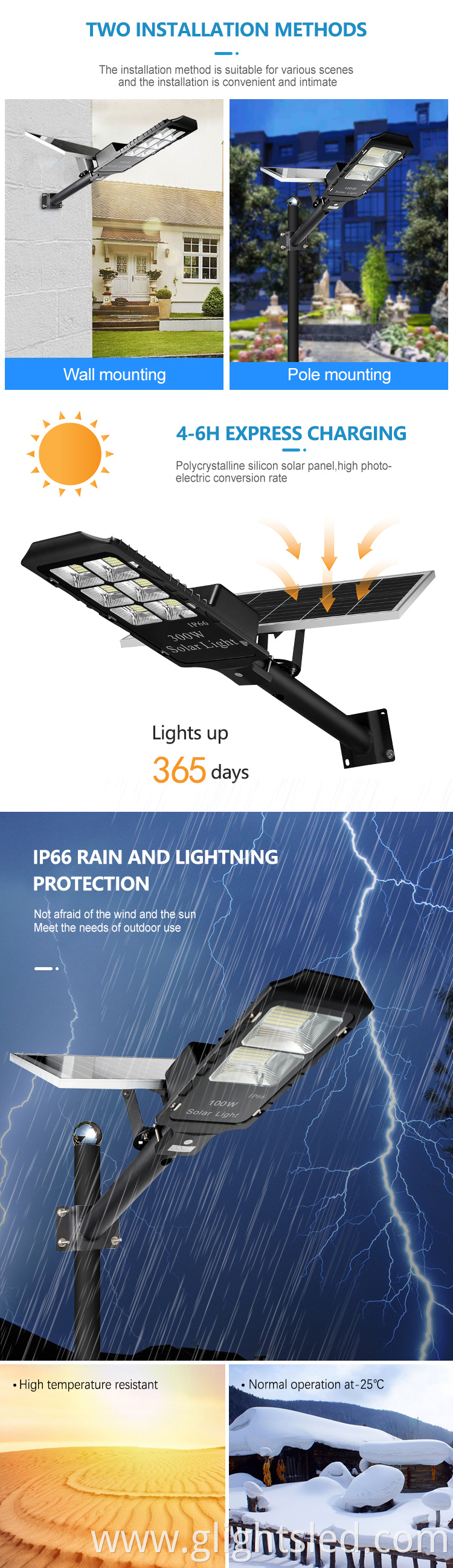 High quality ip65 outdoor Waterproof Aluminum 100w 300w outdoor Led solar Street Light